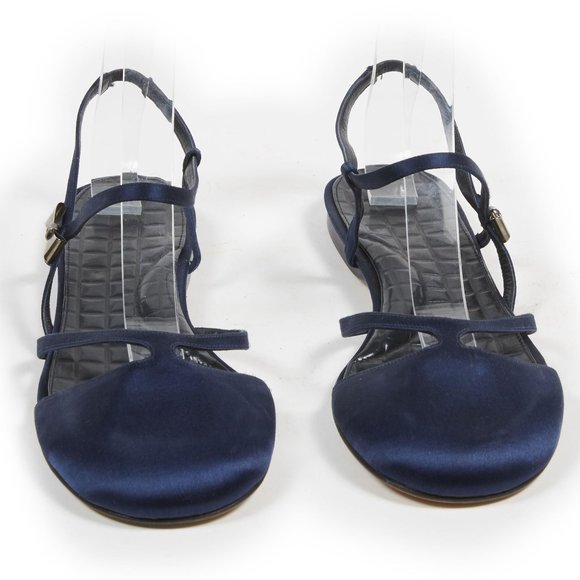 CHANEL SANDALS in navy satin - Picture 1 of 4